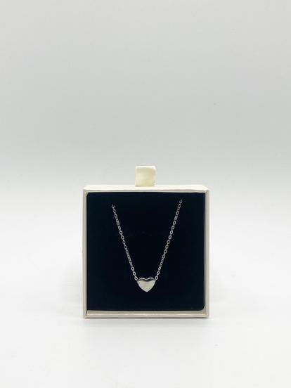 Metallic Small Heart Necklace In Silver - Gift Boxed