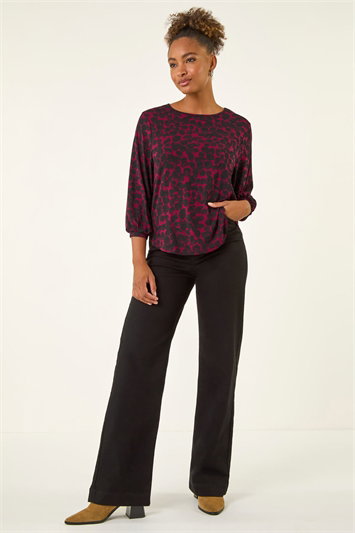 Red Abstract Spot Print Top