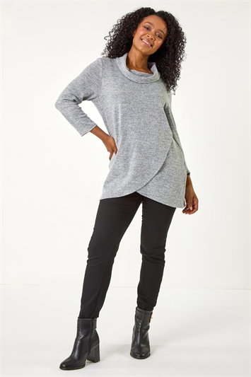 Petite Brushed Knit Wrap Top 19381336