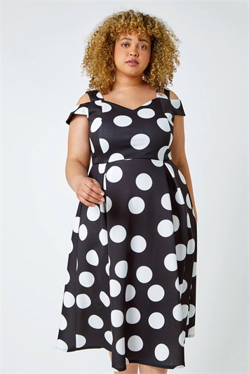 Curve Premium Stretch Polka Dot Dress 14406008