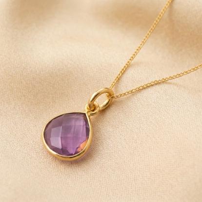 Metallic 18Ct Gold Vermeil Alexandrite Colour Changing June Birthstone Necklace