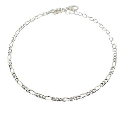 Metallic Silver Everyday Figaro Chain Stacking Bracelet