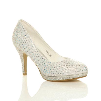 Black High Heel Diamante Court Shoes