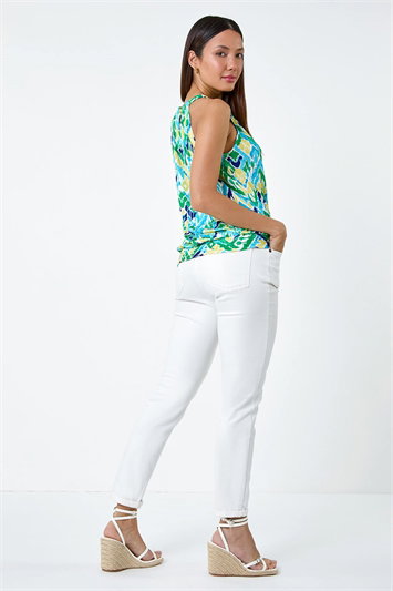 Aztec Print Shirred Stretch Halterneck Top 19297709