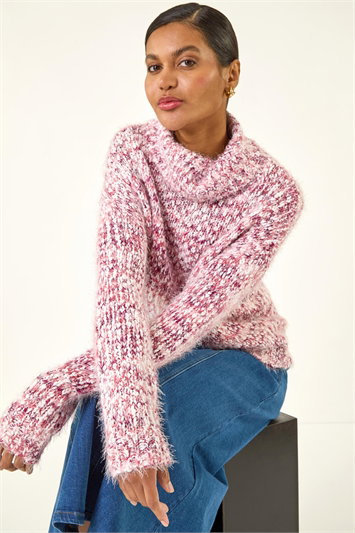 Pink Speckled Soft Fluffy Knit Jumper