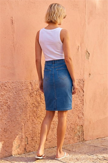 Cotton Denim Stretch Skirt 17032929
