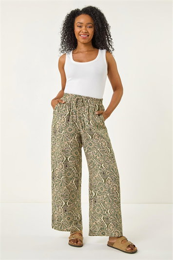Petite Paisley Print Wide Leg Trouser 18093788