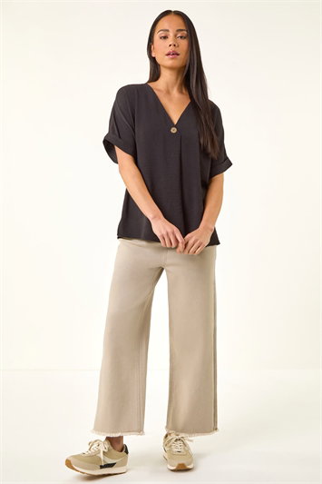 Petite One Buttoned V-Neck Top 20232808