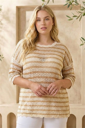 Curve Scallop Hem Stripe Knit 16334059