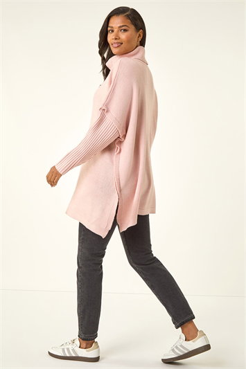 Cable Knit Roll Neck Poncho Jumper 16078672