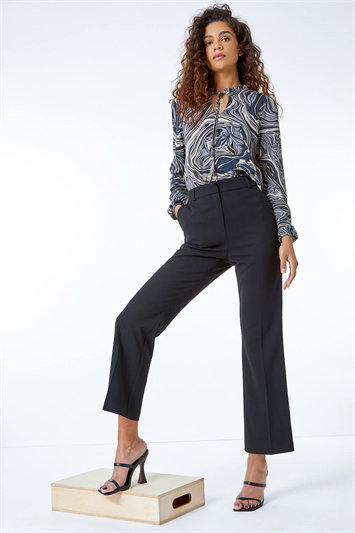 Black Bootcut Leg Stretch Trousers