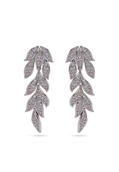 Metallic Silver Leafy Cascading Dangle Earrings