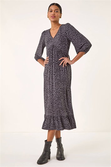 Animal Print Lace Trim Stretch Dress 14808436