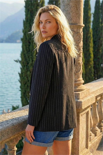 Pinstripe Revered Collar Blazer 15042008