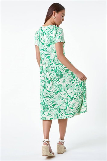 Petite Tropical Pocket Stretch Midi Dress 14548534