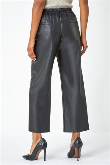 Faux Leather Wide Leg Crop Trousers 18025308