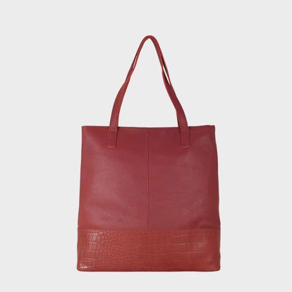Pink 'Sienna' Embossed Croc + Pebble Grain Unlined Leather Tote Bag