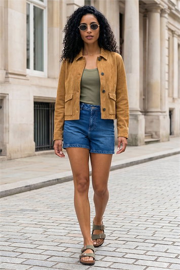 Faux Suede Pocket Jacket 15041688
