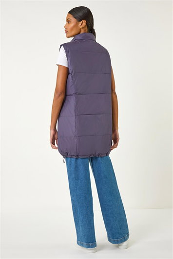 Quilted Zip Detail Longline Gilet 15036274