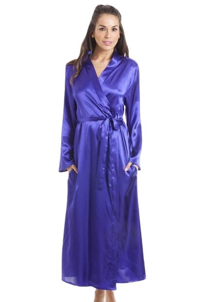 Purple Plain Satin Dressing Gown