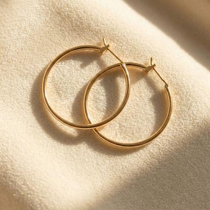 Metallic Classic Plain Gold Plated Hoop Earrings
