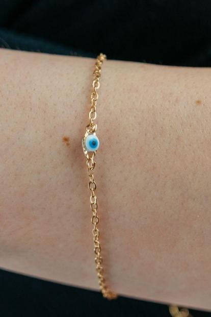 Metallic Tiny Evil Eye Charm Bracelet