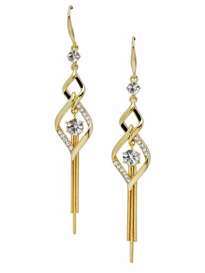Metallic Twist Link Tassel Drop Earrings