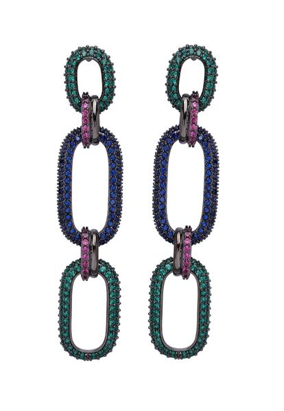 Green Diva Dangle Drop Oval Hoops
