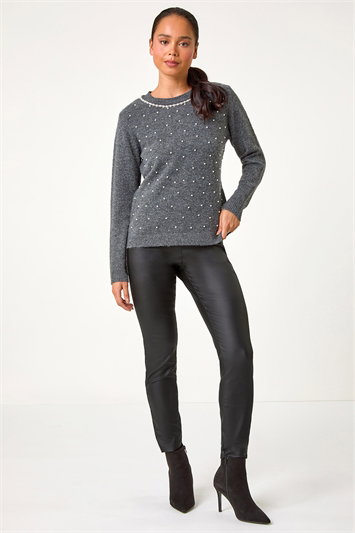 Petite Pearl Neck Knitted Jumper 16123836