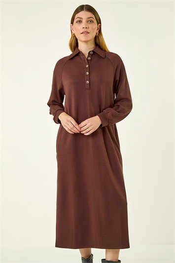 Buttoned Collar Midi Dress 14786219
