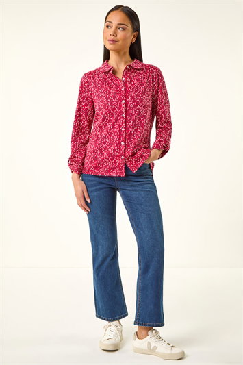 Petite Abstract Spot Stretch Shirt 10224178