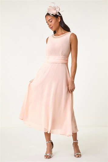 Petite Trim Detail Ruched Midi Dress 14681946