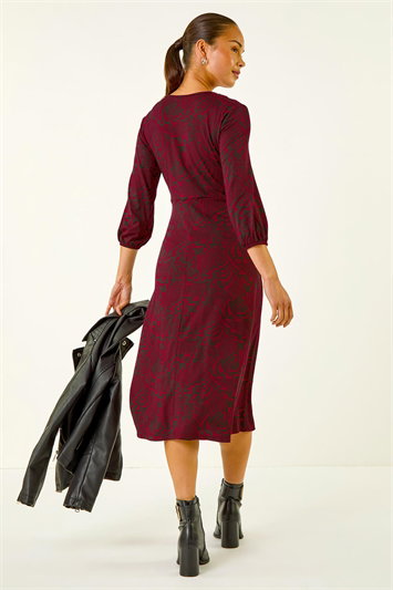 Petite Abstract Swirl Midi Dress 14826895