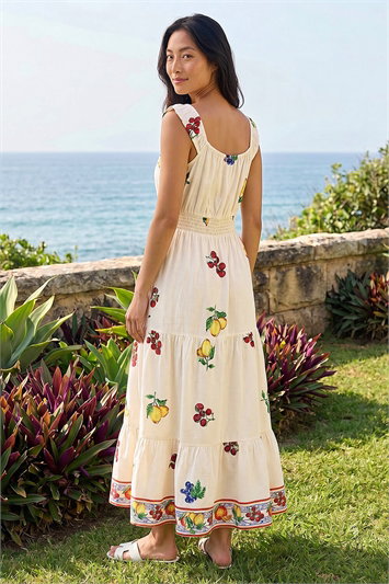Petite Fruit Print Strappy Midi Dress 14879159