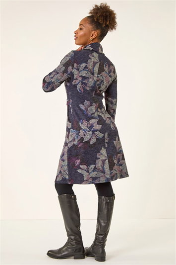 Floral Cowl Neck Tab Dress 14818976