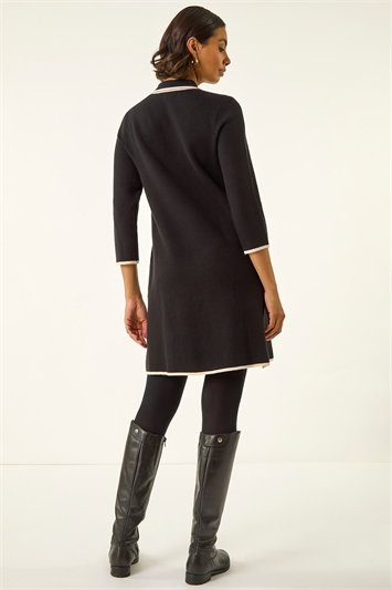Contrast Zip Collared Knit Dress 14779508