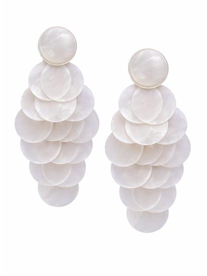 Orange Natural Shell Disc Cascade Drop Earrings