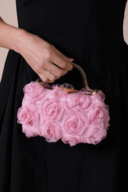 Pink Rose Clutch In Pink