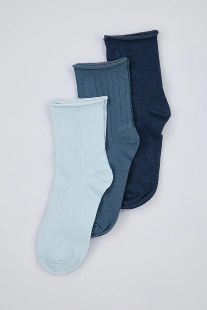 Multi Three Pack Cotton Ribbed Knit Ankle Socks