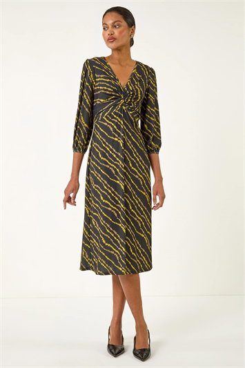 Abstract Twist Front Midi Dress 14820496