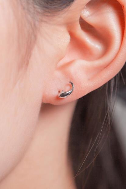 Metallic Sterling Silver Koi Fish Stud Earrings