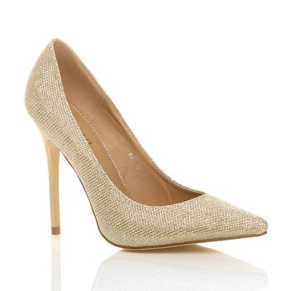Metallic High Heel Stiletto Pointed Toe Glitter Court Shoes