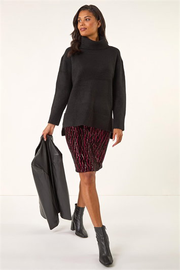 Velvet Sequin Detail Pencil Skirt 17053532