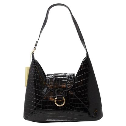 Black Envelope Hobo Bag In Black