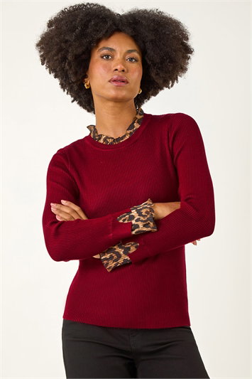 Leopard Ruffle Trim Jumper 16211978