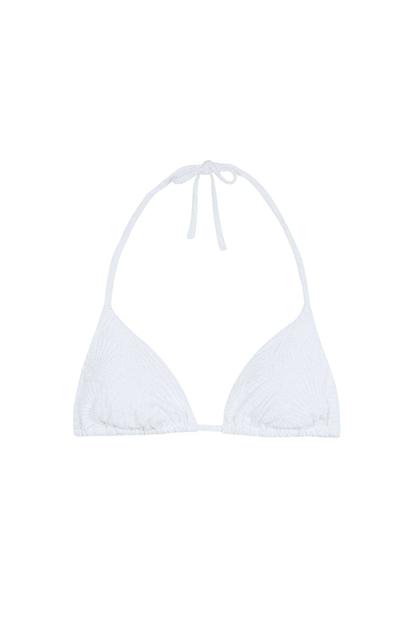 White Twist Triangle Shell Bikini Top