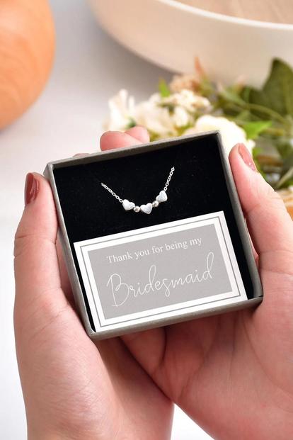 Metallic Bridesmaids Gift Silver Hearts Bracelet