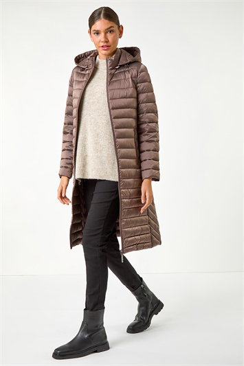 Longline Hooded Padded Coat 12023957