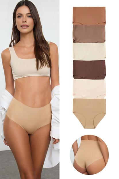 Multi 6 Pack Seamless Knitted High Waist Briefs Multipack