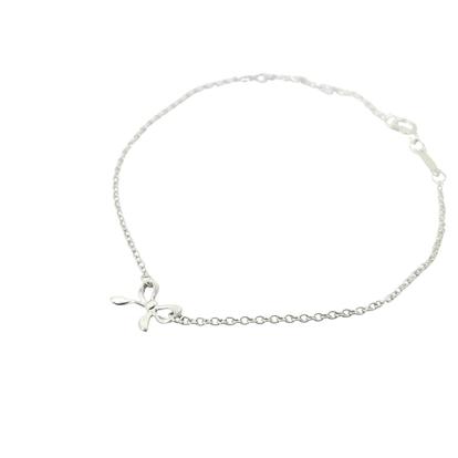 Metallic Dainty Bow Tie Bowknot Sterling Silver Charm Bracelet